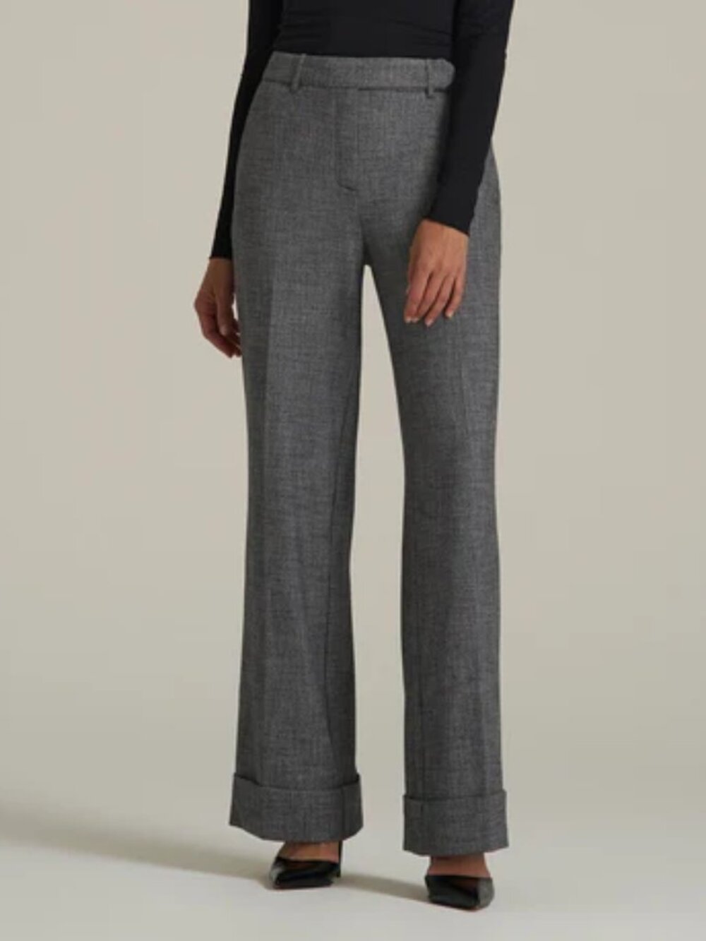 VINTAGE EMANUEL UNGARO WOOL WIDE LEG TROUSERS PANTS CUFFS FLAT FRONT HIGH RISE 6